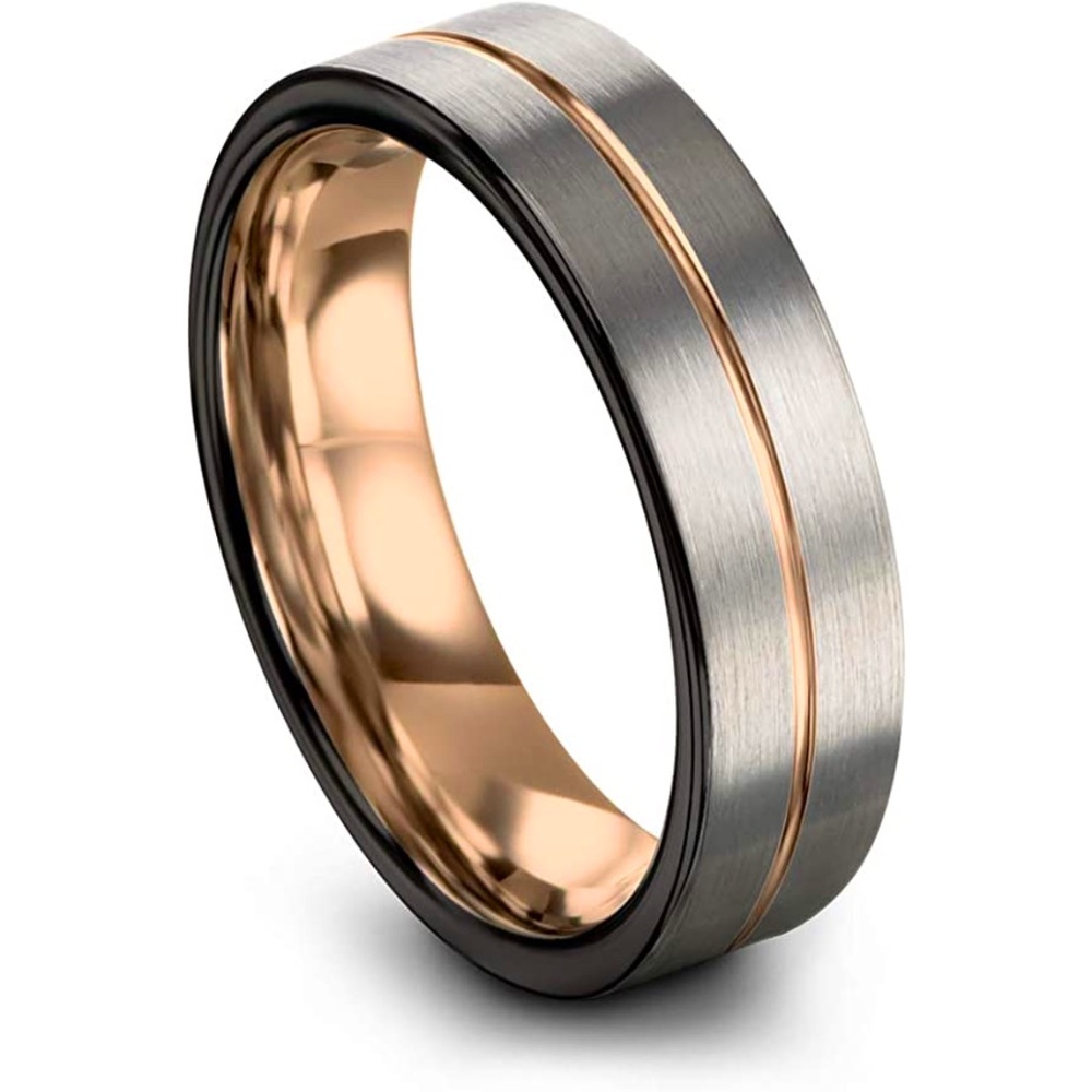 NEW ✨ 12 Midnight Rose Collection Tungsten Wedding Band Ring Men Women 18k Gold